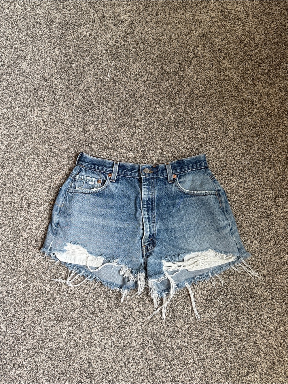 Levi's Light Blue Distressed Jean Shorts